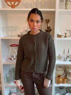 Vincent strikket cardigan - Mørkegrøn