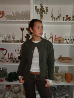 Vincent strikket cardigan - Mørkegrøn