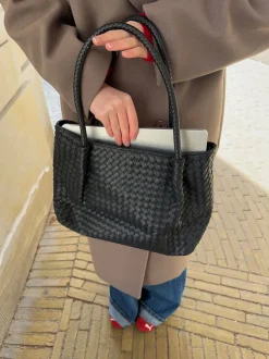 Vitoria flettet skuldertaske - Sort