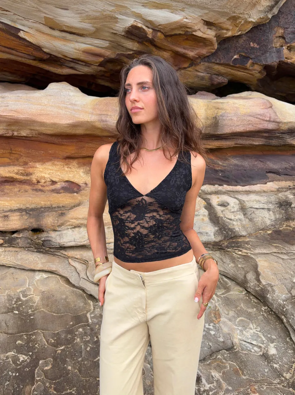 Yana top i blonde - Sort