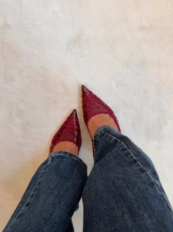 Ydun slingback hæle med detaljer - Rød