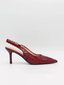 Ydun slingback hæle med detaljer - Rød