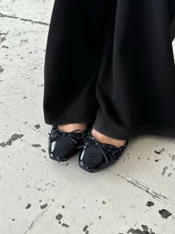 Zamora ballerina sko med mønster og sløjfe - Navy