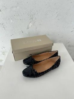 Zamora ballerina sko med mønster og sløjfe - Navy