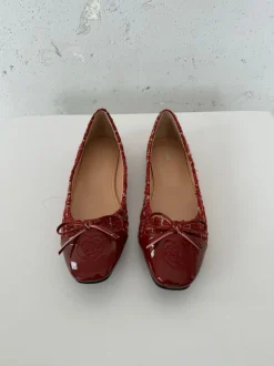 Zamora ballerina sko mønster og sløjfe - Rød
