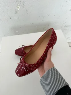 Zamora ballerina sko mønster og sløjfe - Rød