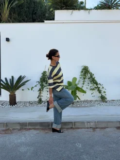 Zinnia oversized t-shirt - Gul/grå