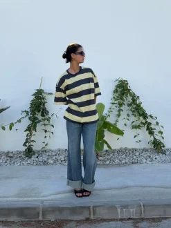 Zinnia oversized t-shirt - Gul/grå