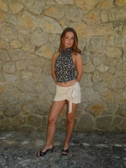 Zira top med blomstermønster - Blå