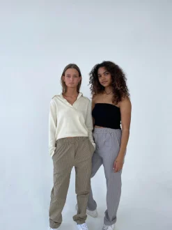 Zuri bukser med striber - Kaki/beige